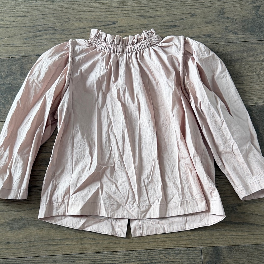 Sea Blush Pink Ruffled Neck Long Sleeve Top